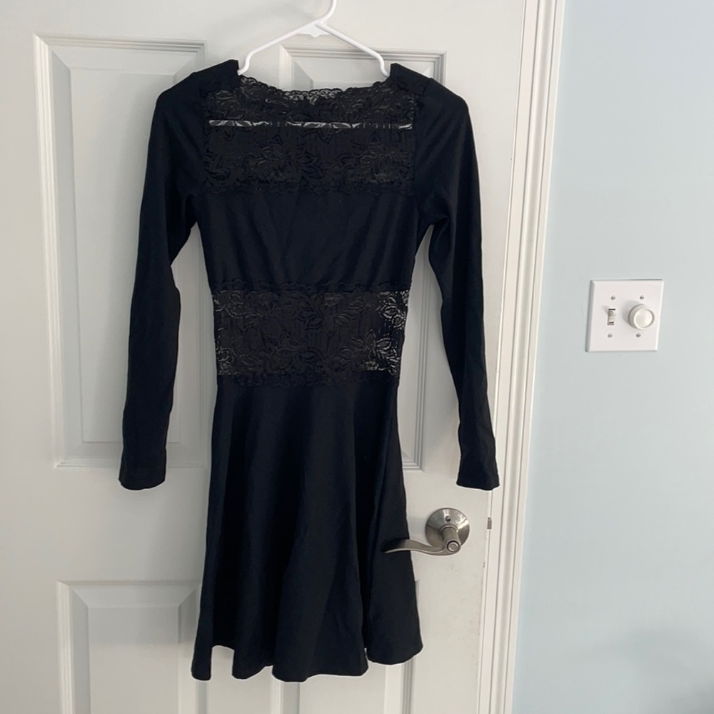 BEBE Long Sleeve Black Lace Dress